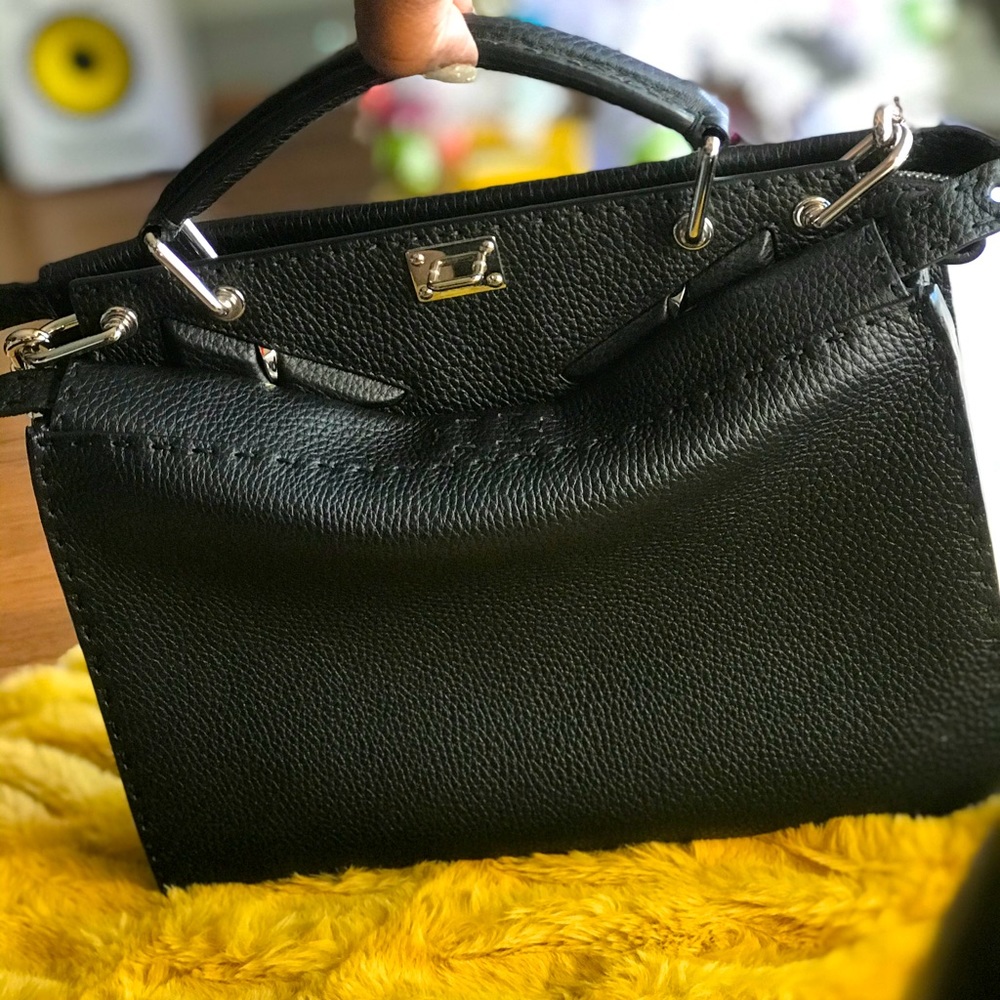 Fendi mini briefcase peekaboo lea crossbody bag